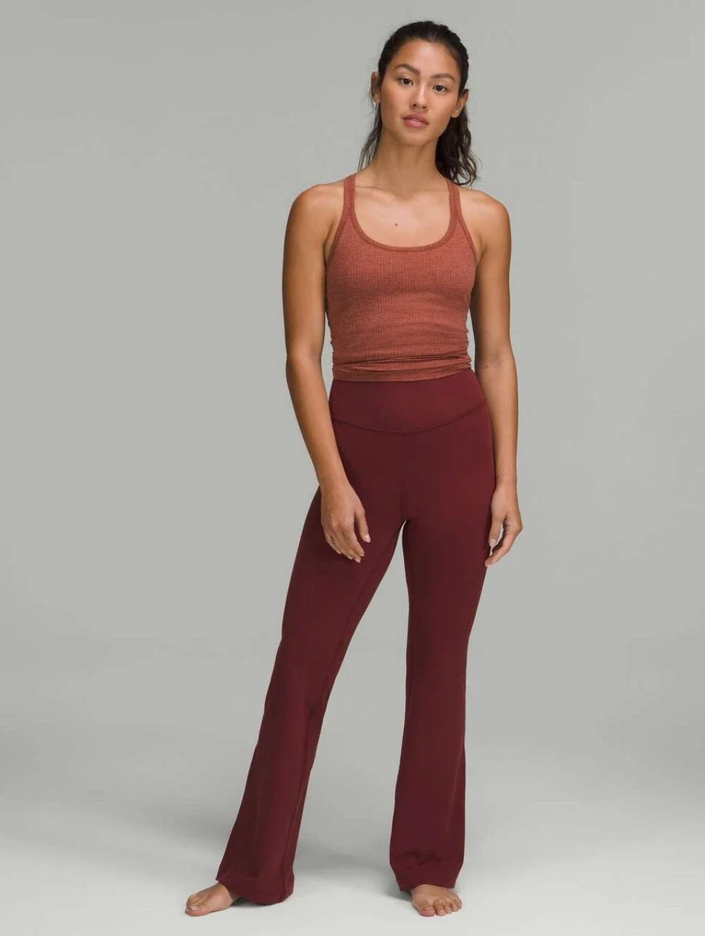 Lululemon Groove Super High Rise Flared Pant Nulu Red Merlot Size 8 Yoga